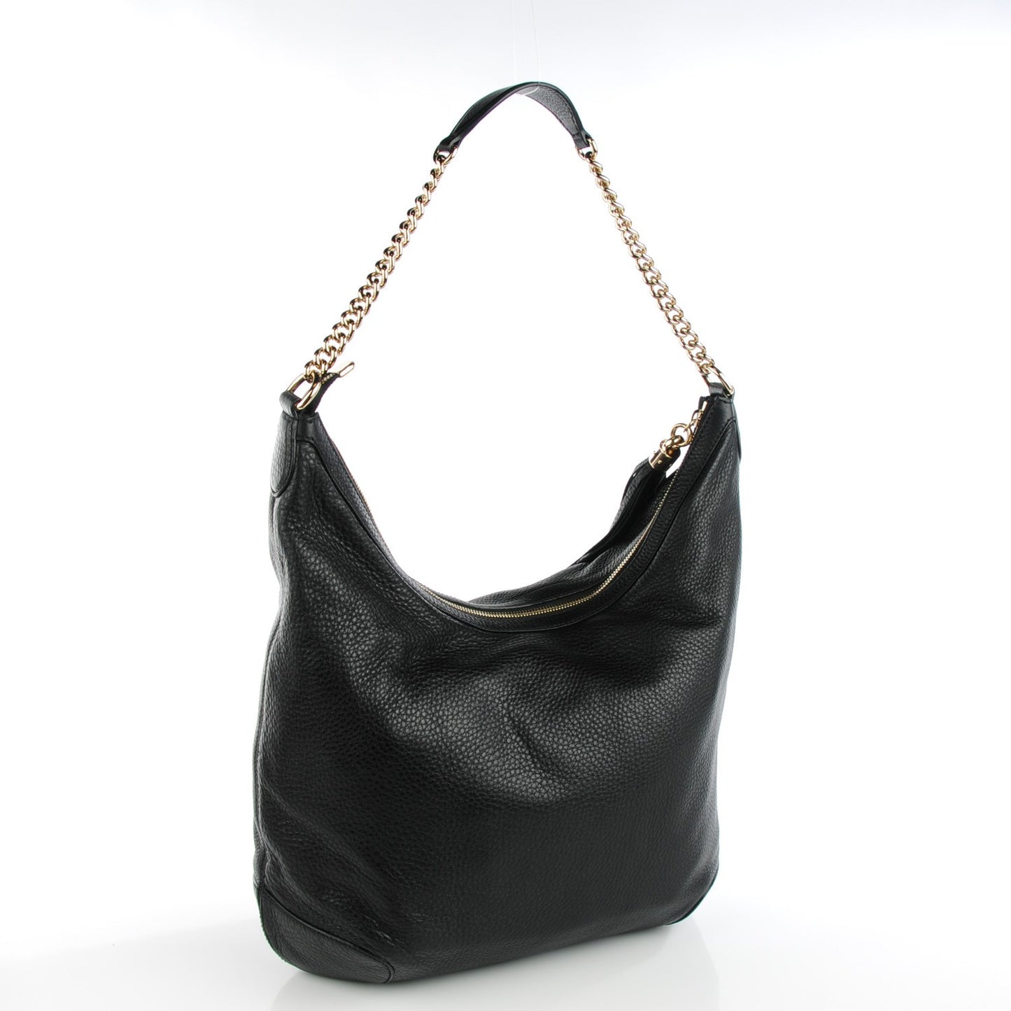 Pebbled Calfskin Medium Soho Chain Hobo Black