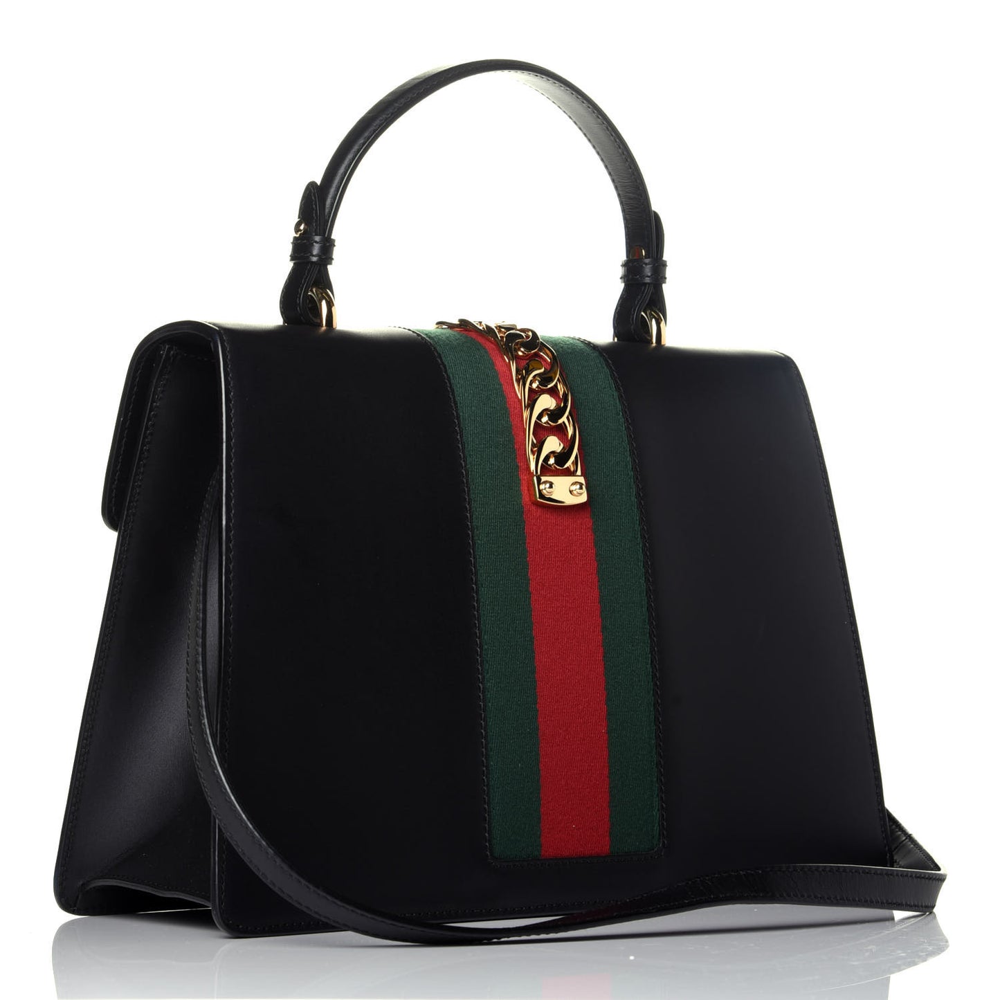 Calfskin Medium Sylvie Top Handle Bag Black