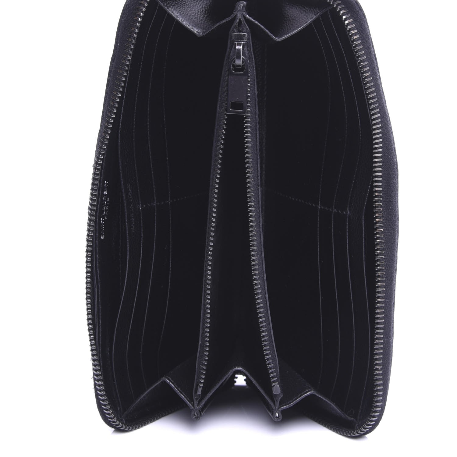 Saint Laurent Grain De Poudre Matelasse Chevron Monogram Zip Around Wallet Black 5 of 7