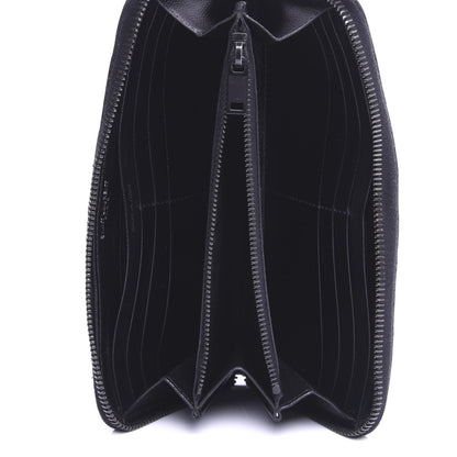 Saint Laurent Grain De Poudre Matelasse Chevron Monogram Zip Around Wallet Black 5 of 7