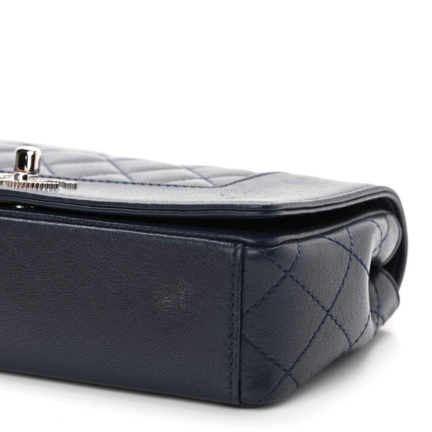 Chanel Sheepskin Quilted Small Vintage Mademoiselle Flap Dark Navy 10 of 11