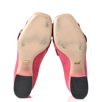Gucci Kid Scamosciato GG Marmont Fringe 50mm Loafer Pumps 35 Hot Pink 6 of 11