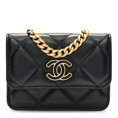 Chanel Lambskin Enamel Quilted Pending CC Flap Belt Bag Black 1 of 9