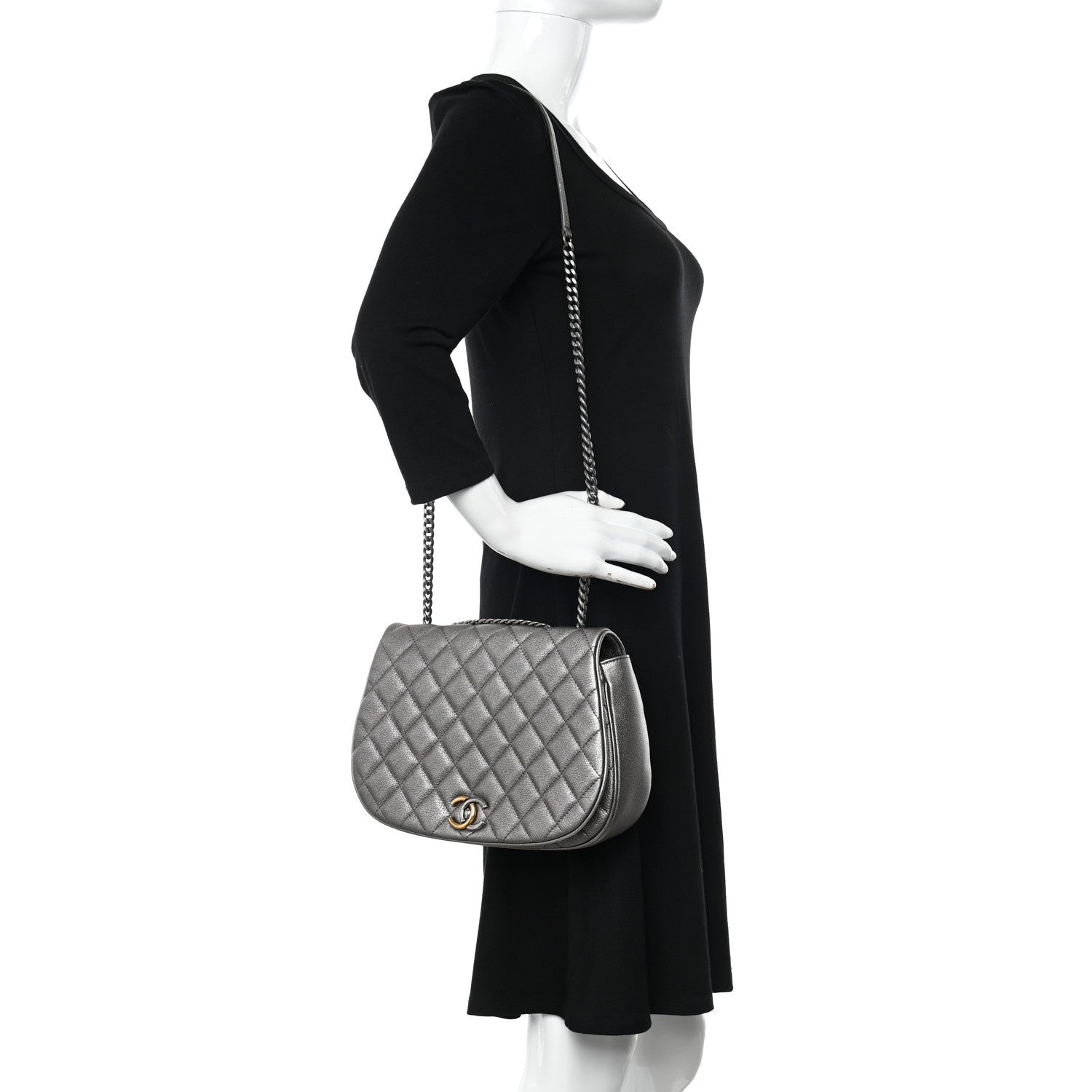 Chanel Metallic Calfskin Quilted Casual Pocket Messenger Flap Silver 2 of 12