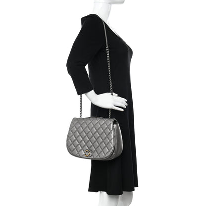 Chanel Metallic Calfskin Quilted Casual Pocket Messenger Flap Silver 2 of 12