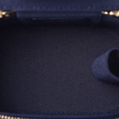 Chanel Caviar Quilted Mini Vanity Case With Chain Navy Blue 5 of 9