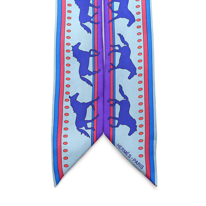 Hermes Silk Sequences Twilly Scarf Bleu Glacier 2 of 4