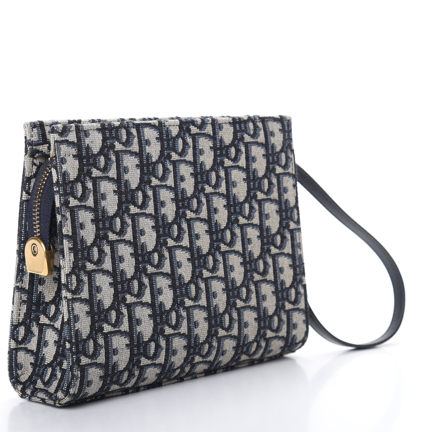 Christian Dior Oblique Zipped Pouch Clutch Blue 3 of 8