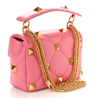 Valentino Garavani Nappa Medium Roman Stud Shoulder Bag Flamingo Pink 3 of 8