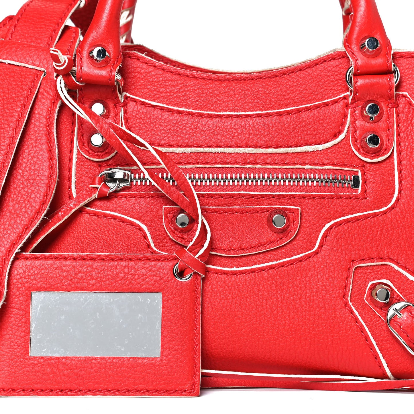 Supple Grained Calfskin Classic Silver Hardware Highlight Mini City Rouge Fraise