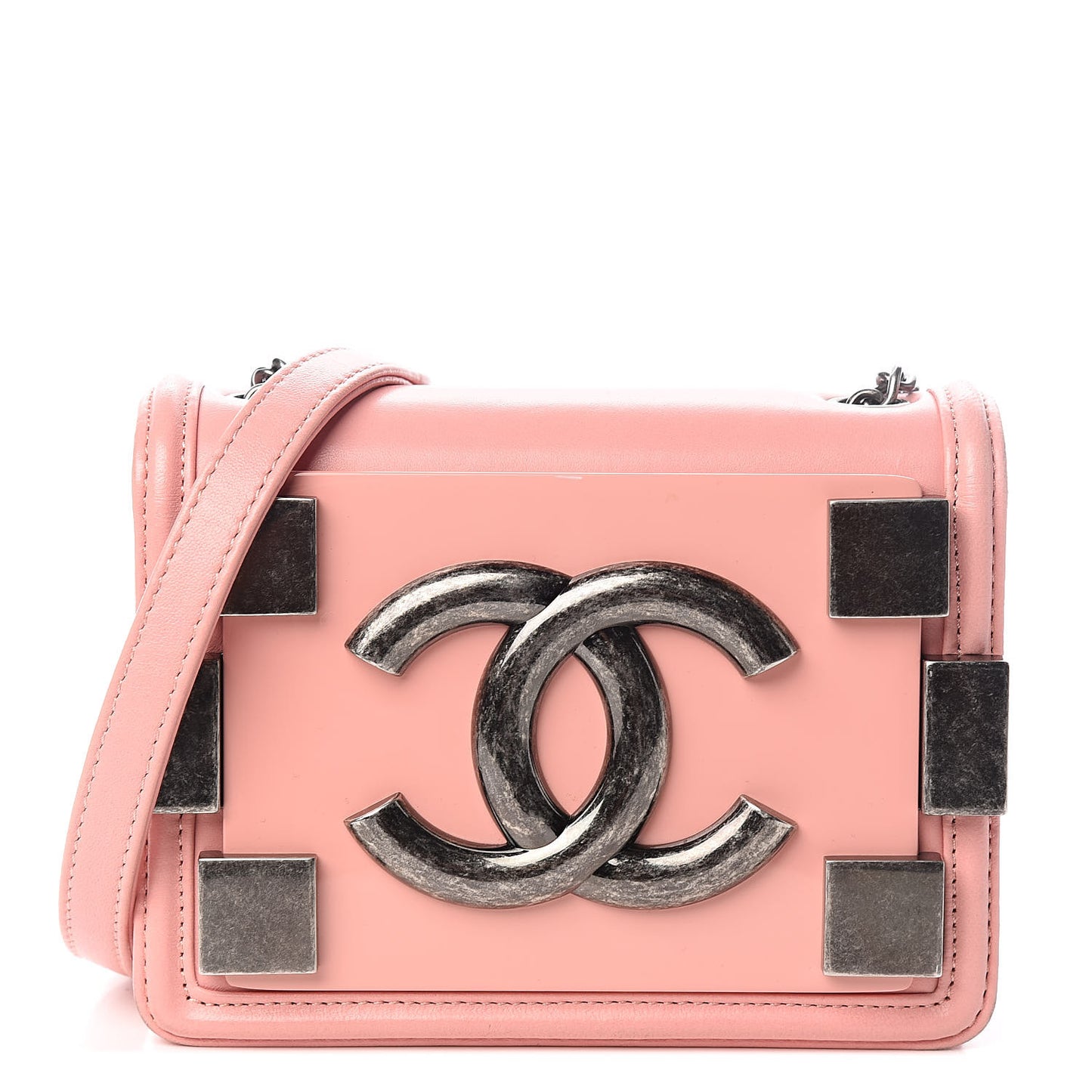 Lambskin Plexiglass Boy Brick Flap Pink