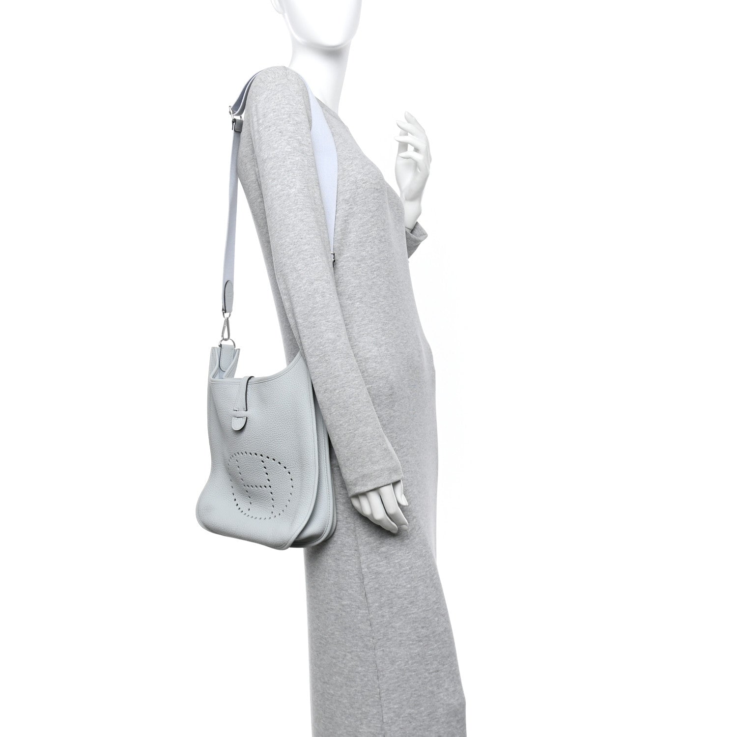 Hermes Taurillon Clemence Evelyne III PM Bleu Pale 2 of 11