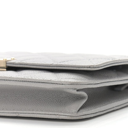 Chanel Caviar Quilted Golden Class Wallet On Chain WOC Gray 10 of 12