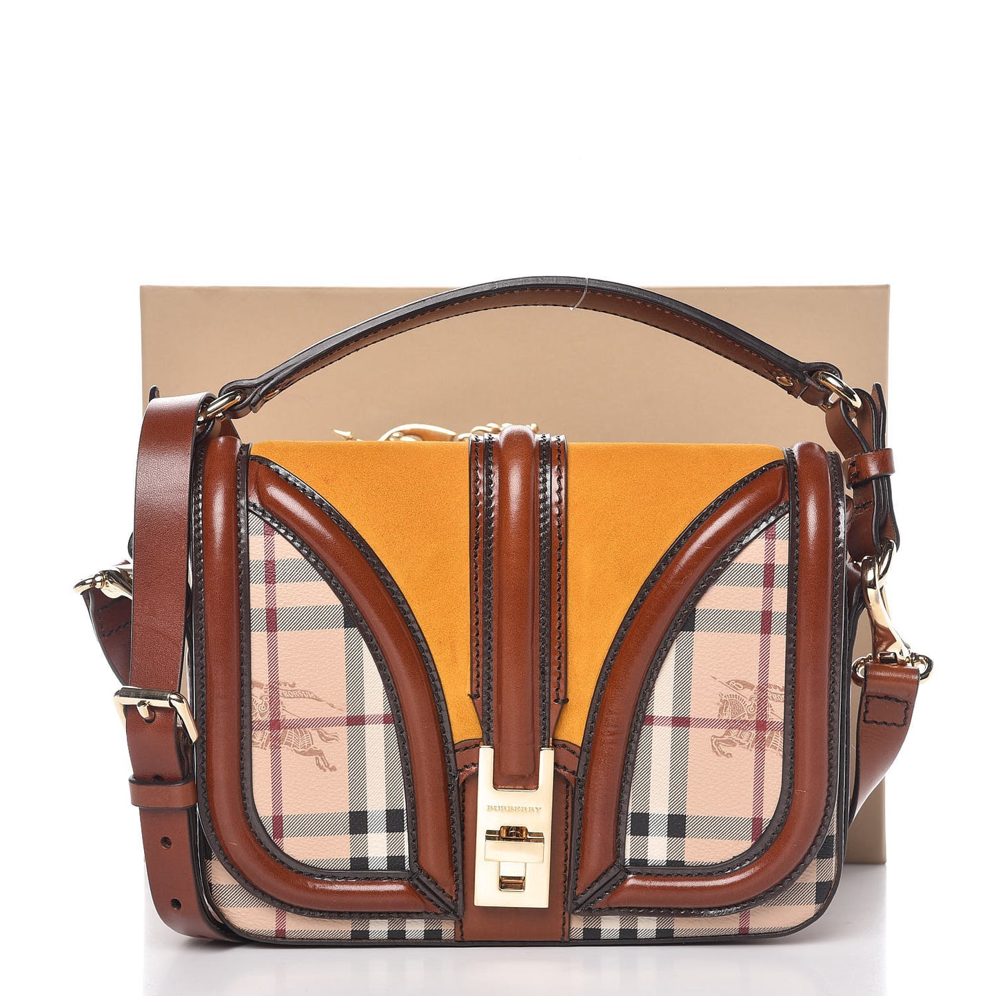 Haymarket Check Suede Small Brickfield Crossbody Butternut