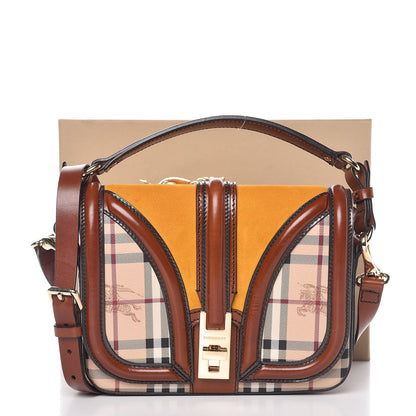 Burberry Haymarket Check Suede Small Brickfield Crossbody Butternut 14 of 14