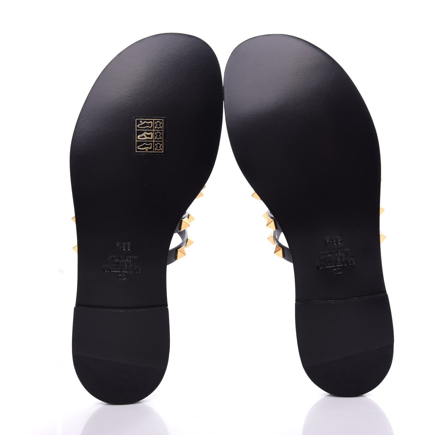 Valentino Garavani Calfskin Rockstud Flair Caged Flat Slide Sandals 36.5 Black 6 of 10
