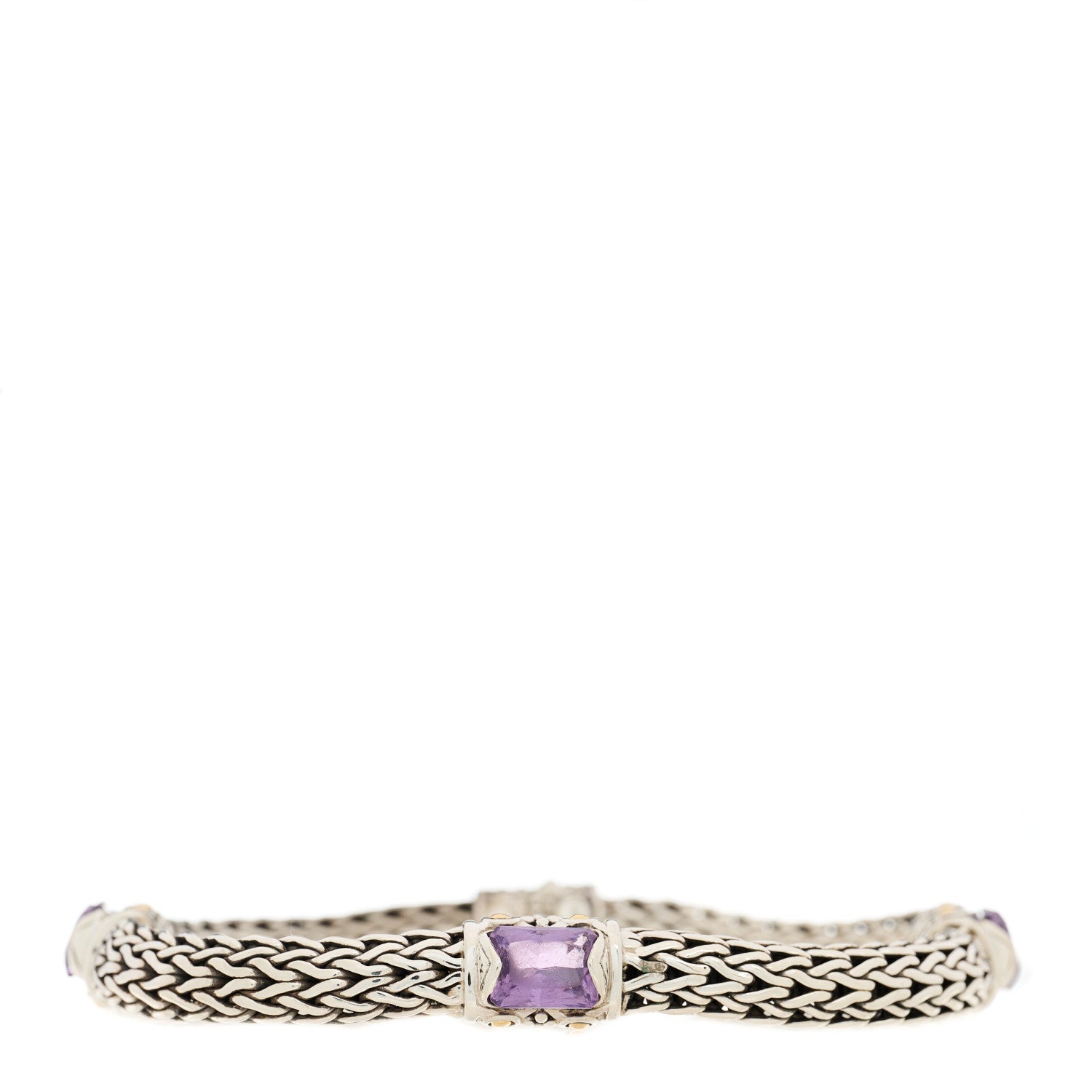 John Hardy Sterling Silver 18K Yellow Gold Amethyst Classic Chain Station Bracelet 1 of 4