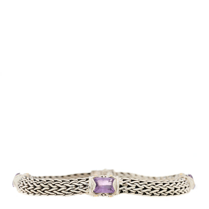 John Hardy Sterling Silver 18K Yellow Gold Amethyst Classic Chain Station Bracelet 1 of 4