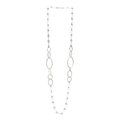 David Yurman Sterling Silver 18K Yellow Gold Mobile Link Necklace 3 of 4