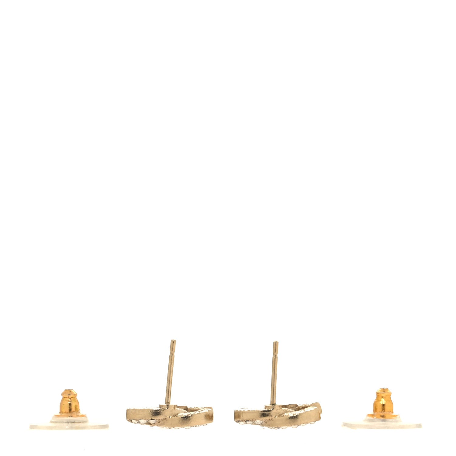 Chanel Crystal Mini Timeless CC Earrings Light Gold 3 of 5