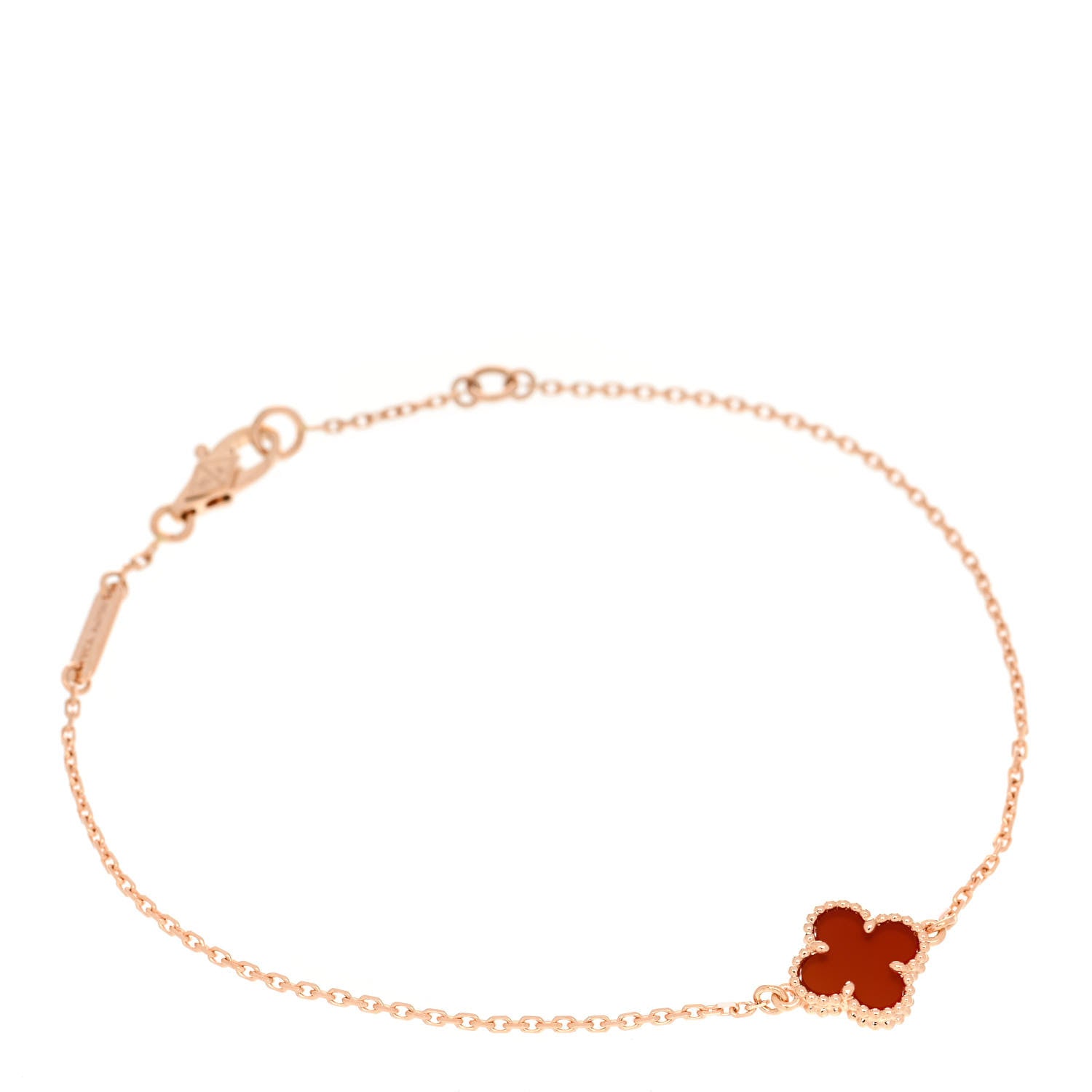 Van Cleef & Arpels 18K Rose Gold Carnelian Sweet Alhambra Bracelet 1 of 5