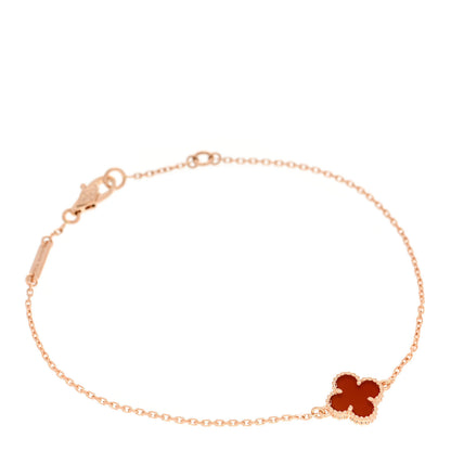 Van Cleef & Arpels 18K Rose Gold Carnelian Sweet Alhambra Bracelet 1 of 5
