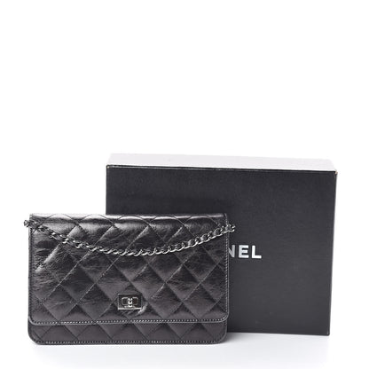 Chanel Glazed Aged Calfskin Reissue Wallet On Chain WOC Black 11 of 11