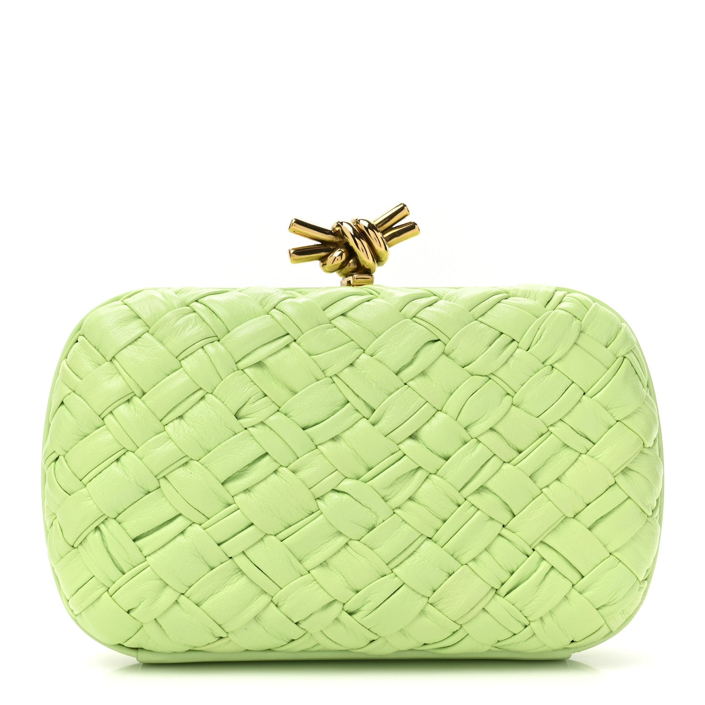 Nappa Pleated Intrecciato Knot Clutch Seafoam