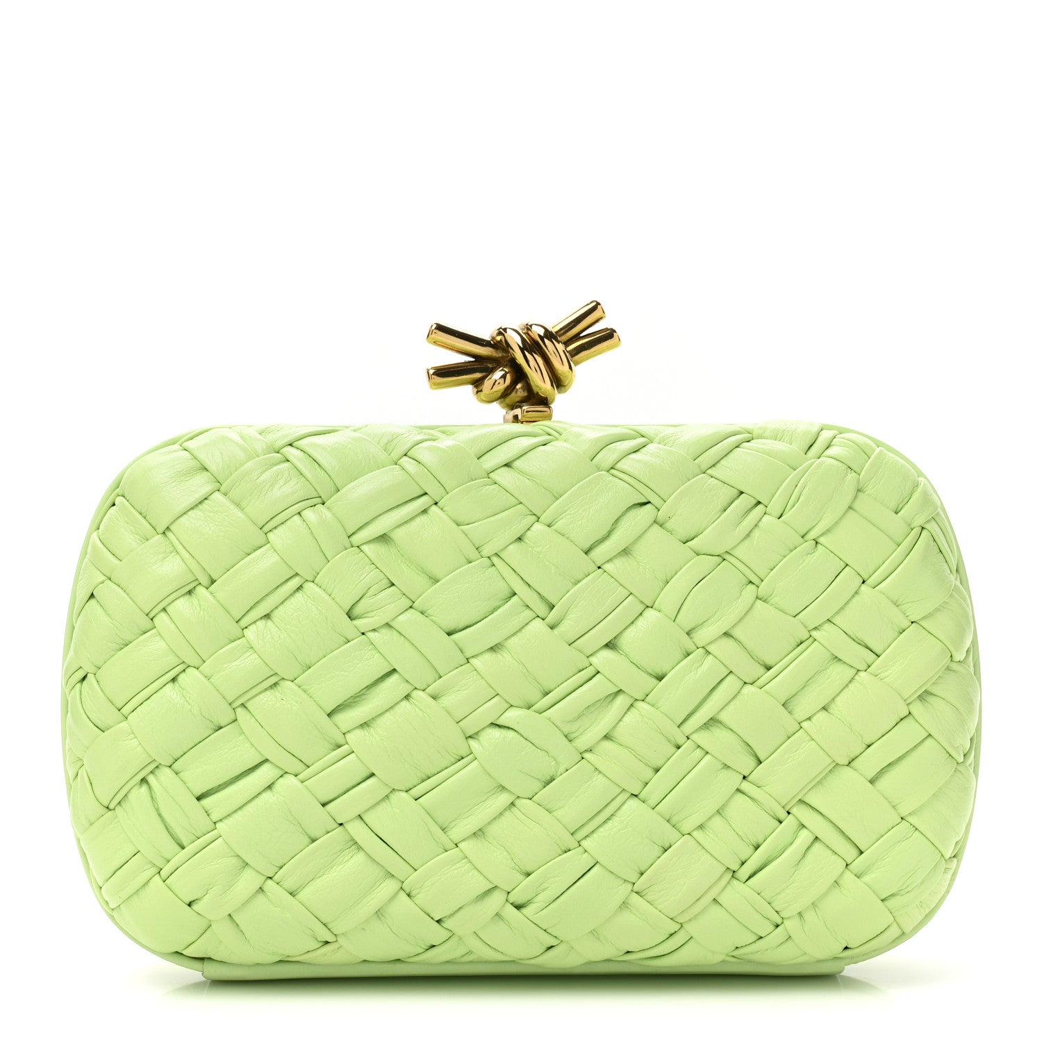 Bottega Veneta Nappa Pleated Intrecciato Knot Clutch Seafoam 1 of 11