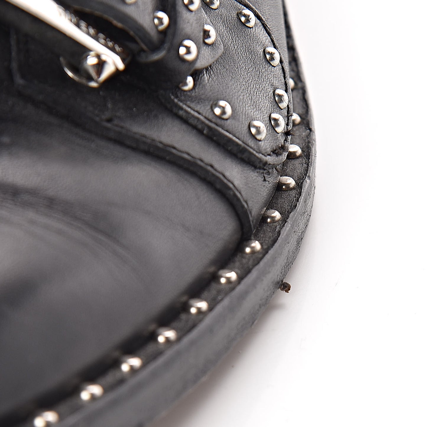 Calfskin Studded Prue Buckle Bootie 35 Black