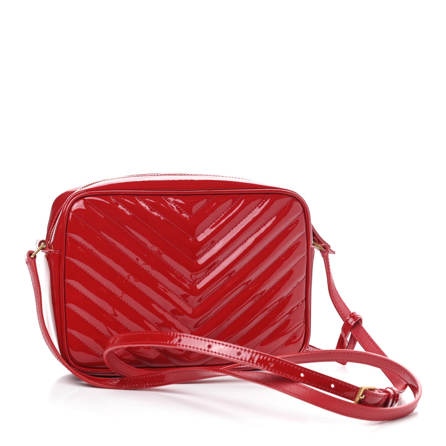 Patent Calfskin Matelasse Monogram Lou Camera Bag Red
