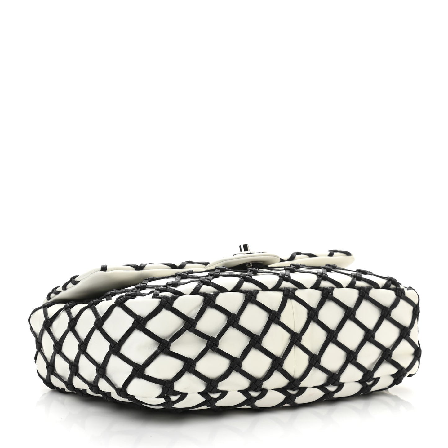 Lambskin Jumbo Canebiers Net Flap White
