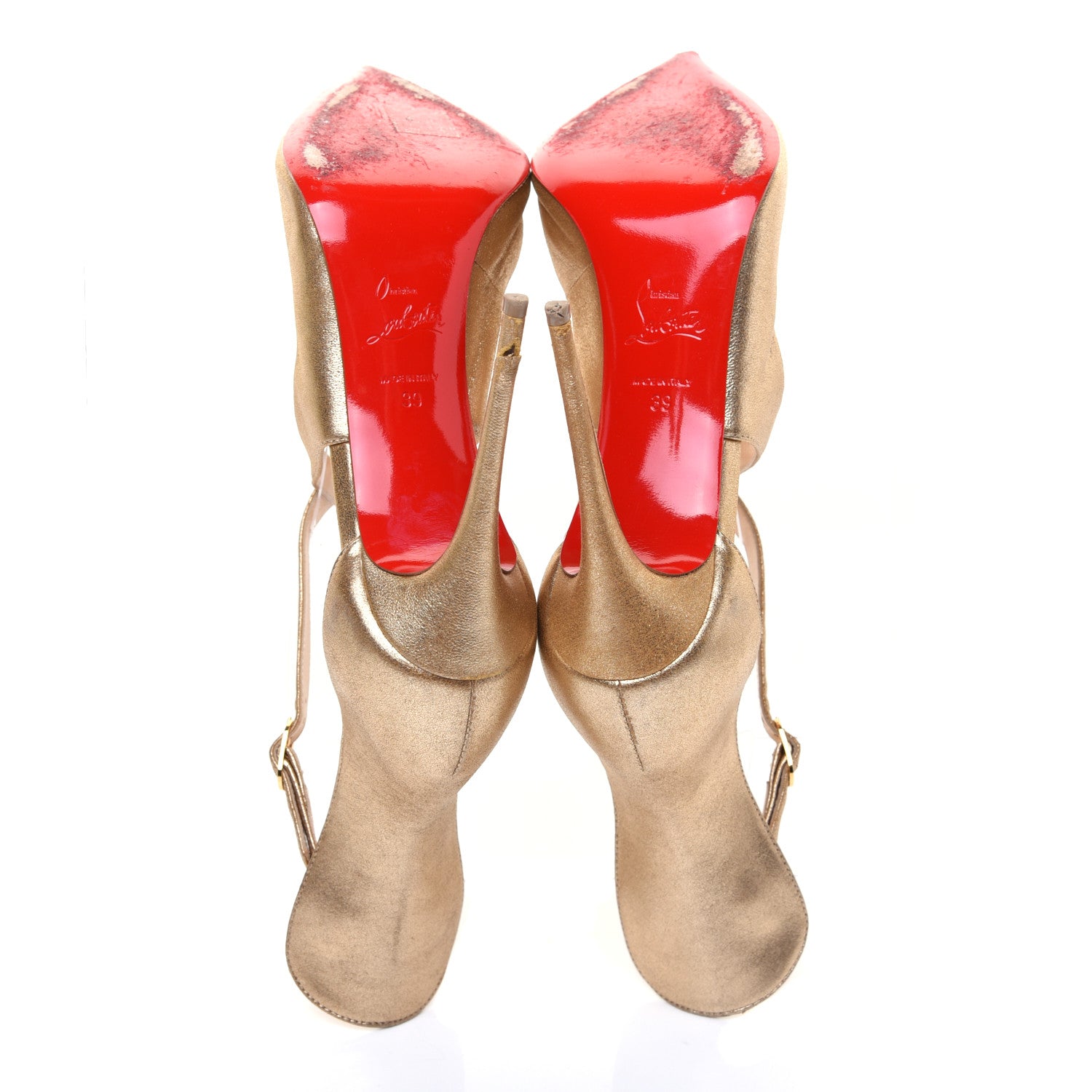 Christian Louboutin Nappa Verve Marlenarock 100 Pumps 39 Gold 5 of 7