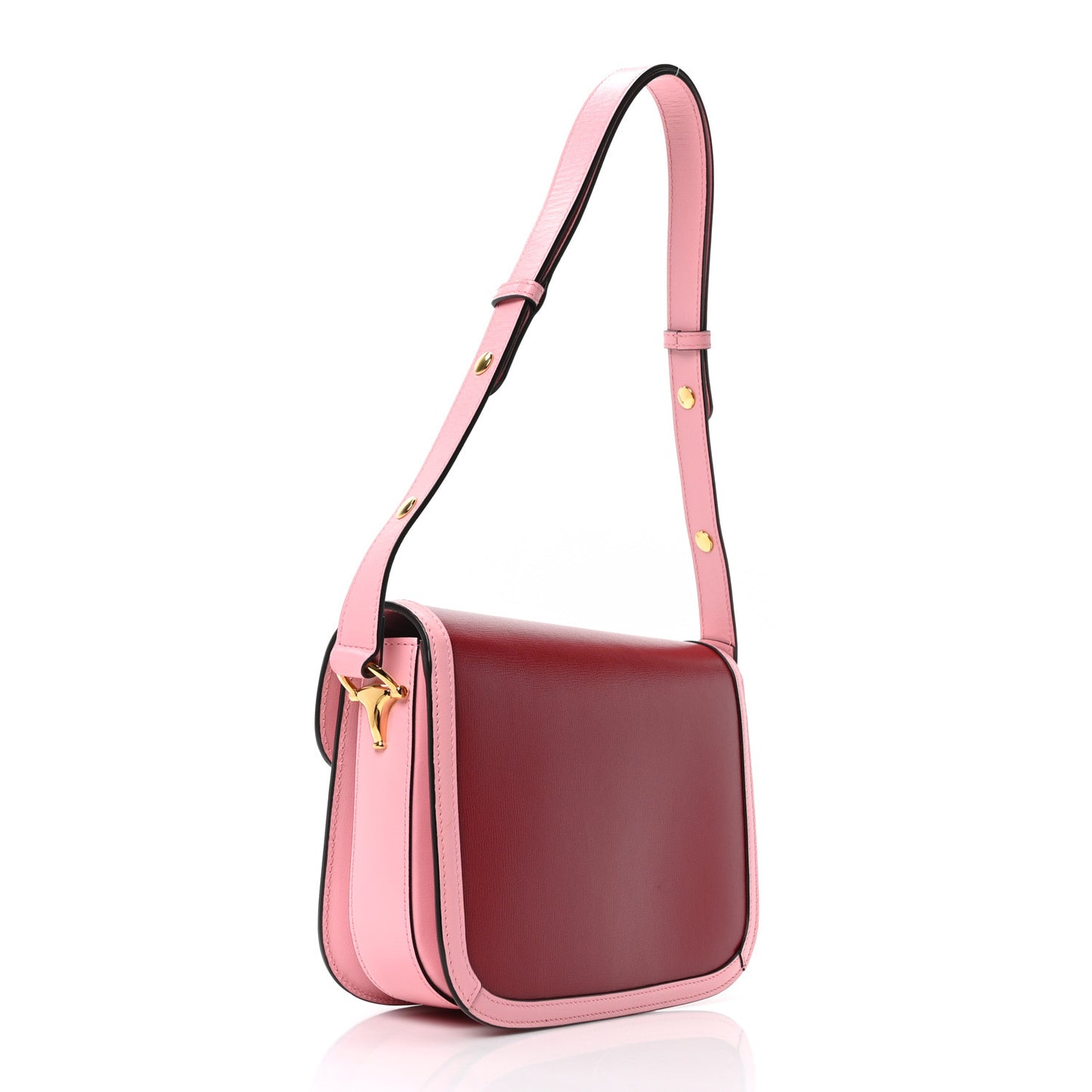 Azalea Calfskin Horsebit 1955 Shoulder Bag New Cherry Red Wild Rose