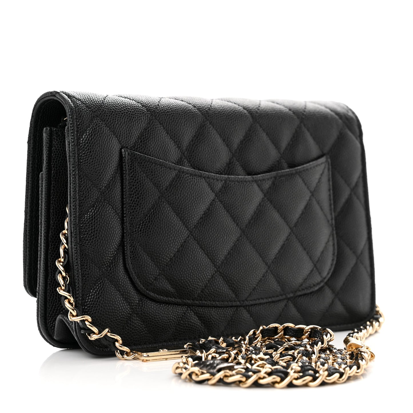 Caviar Quilted Wallet With Charms On Chain WOC Black