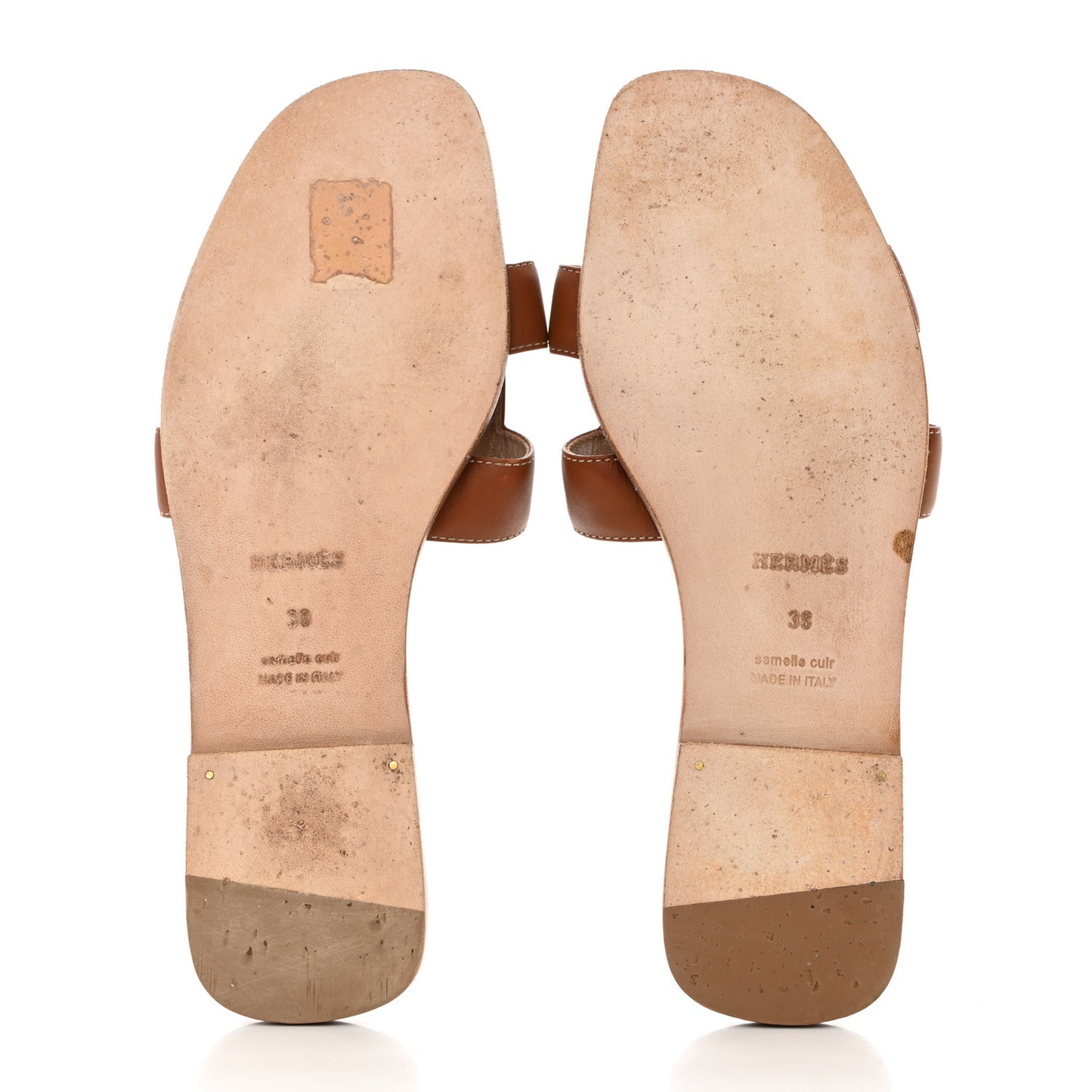 Box Calfskin Oran Sandals 38 Gold