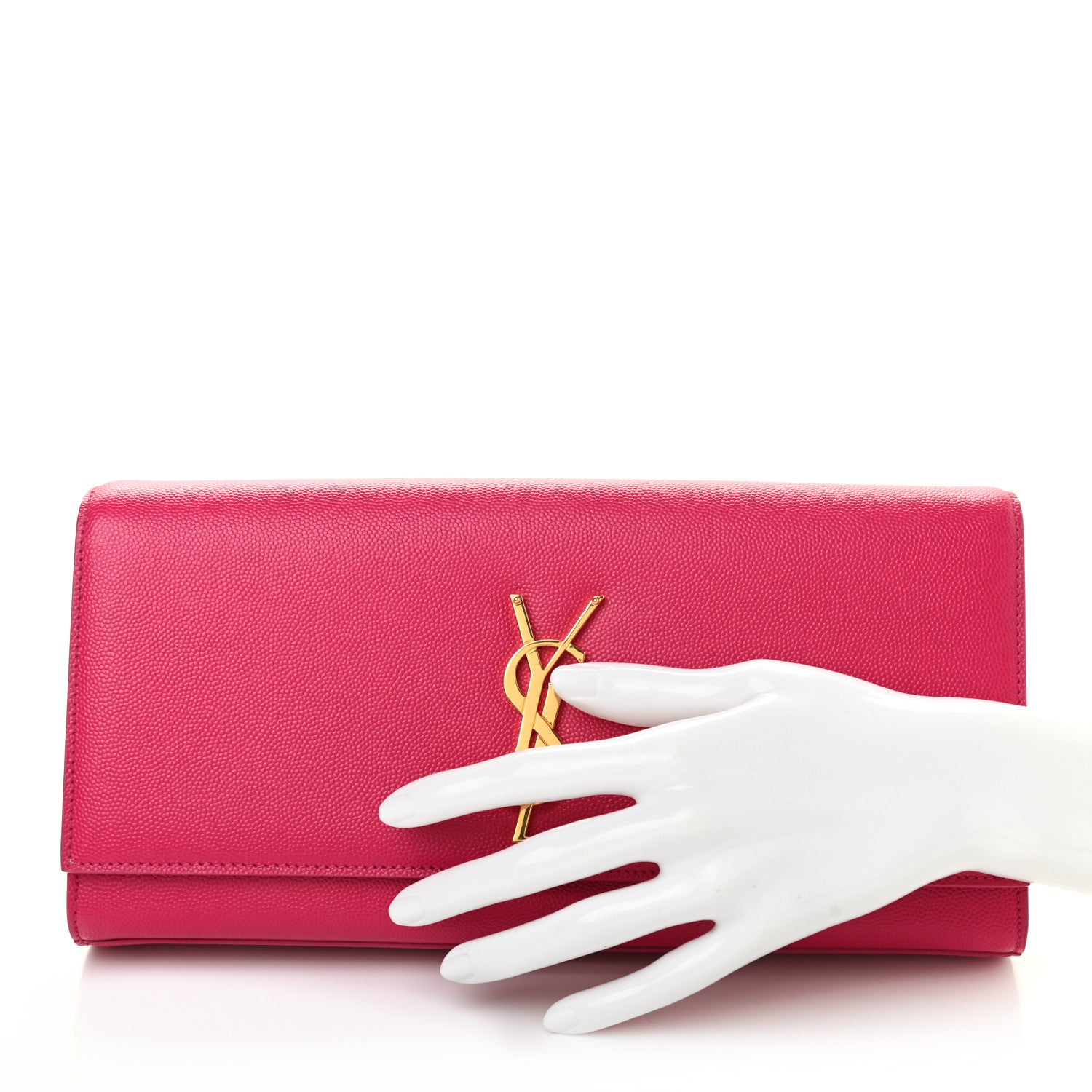 Saint Laurent Calfskin Classic Monogram Cassandre Clutch Lipstick Fuchsia 2 of 10