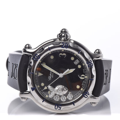 Chopard Stainless Steel Rubber Diamond 38mm Happy Sport Fish Quartz Watch Black 3 of 7