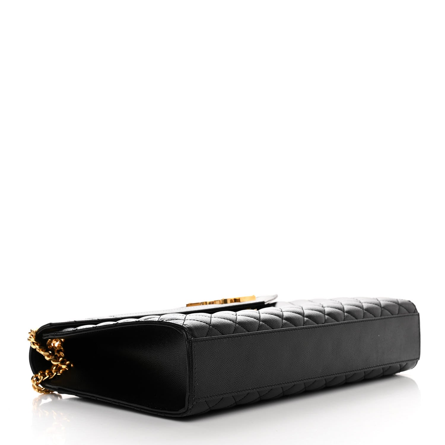 Saint Laurent Grain De Poudre Textured Mixed Matelasse Large Triquilt Monogram Satchel Black 4 of 10