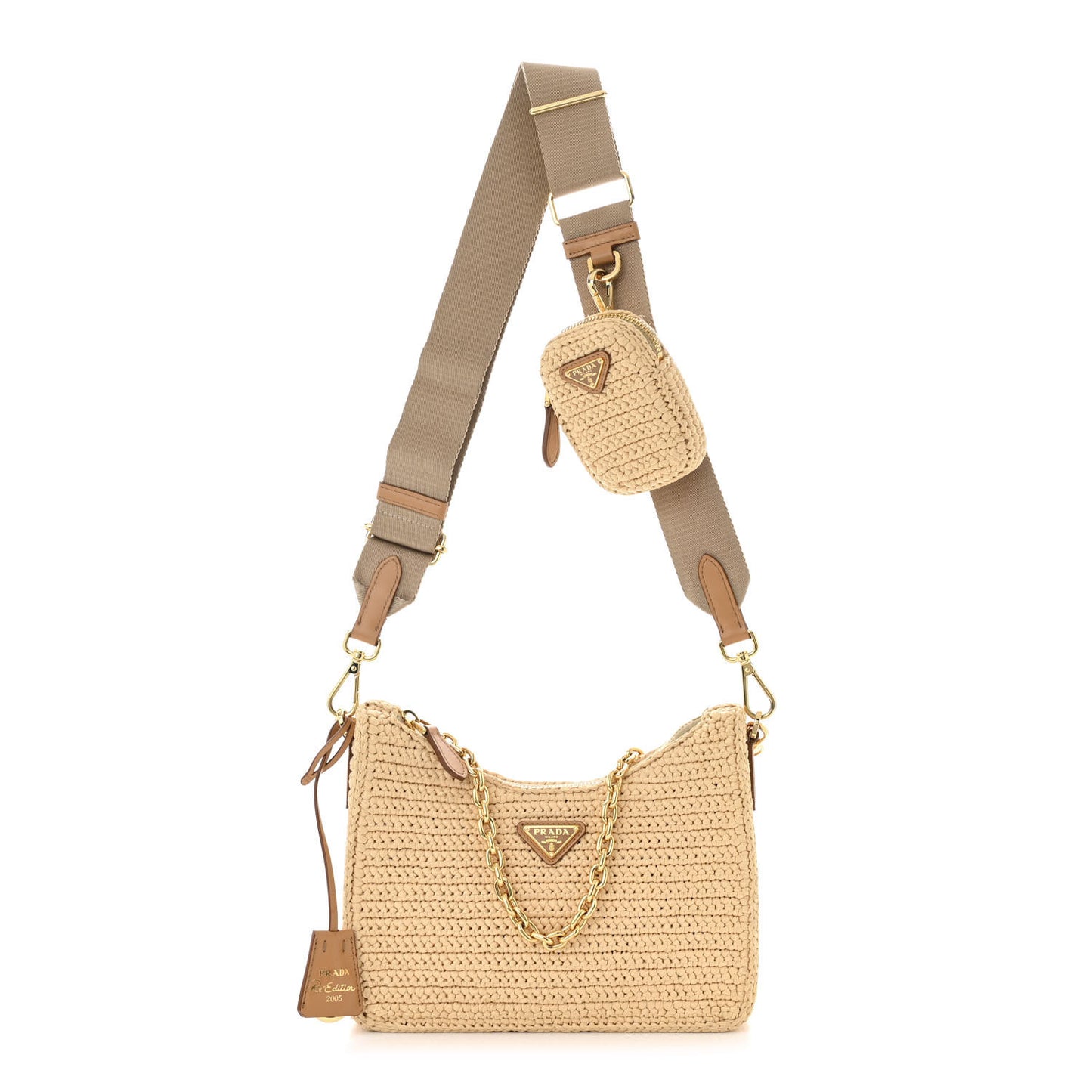 Yarn Raffia Effect Crochet Re-Edition 2005 Shoulder Bag Naturale