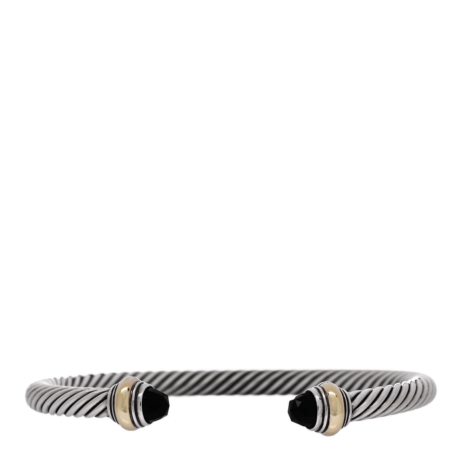 David Yurman Sterling Silver 14K Yellow Gold Black Onyx 5mm Cable Classics Bracelet 1 of 3
