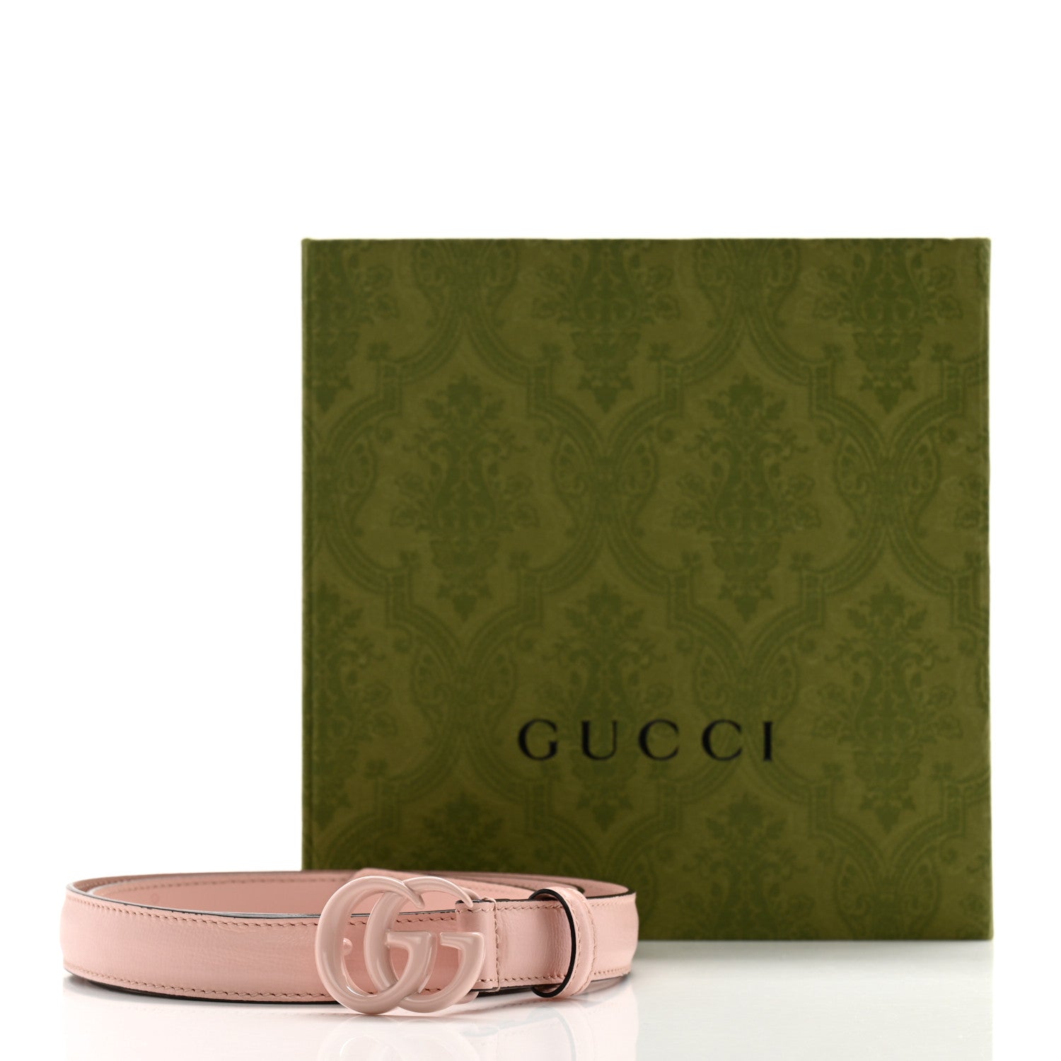 Gucci Azalea Calfskin Enamel Monochrome Double G 20mm Belt 85 34 Perfect Pink 9 of 9