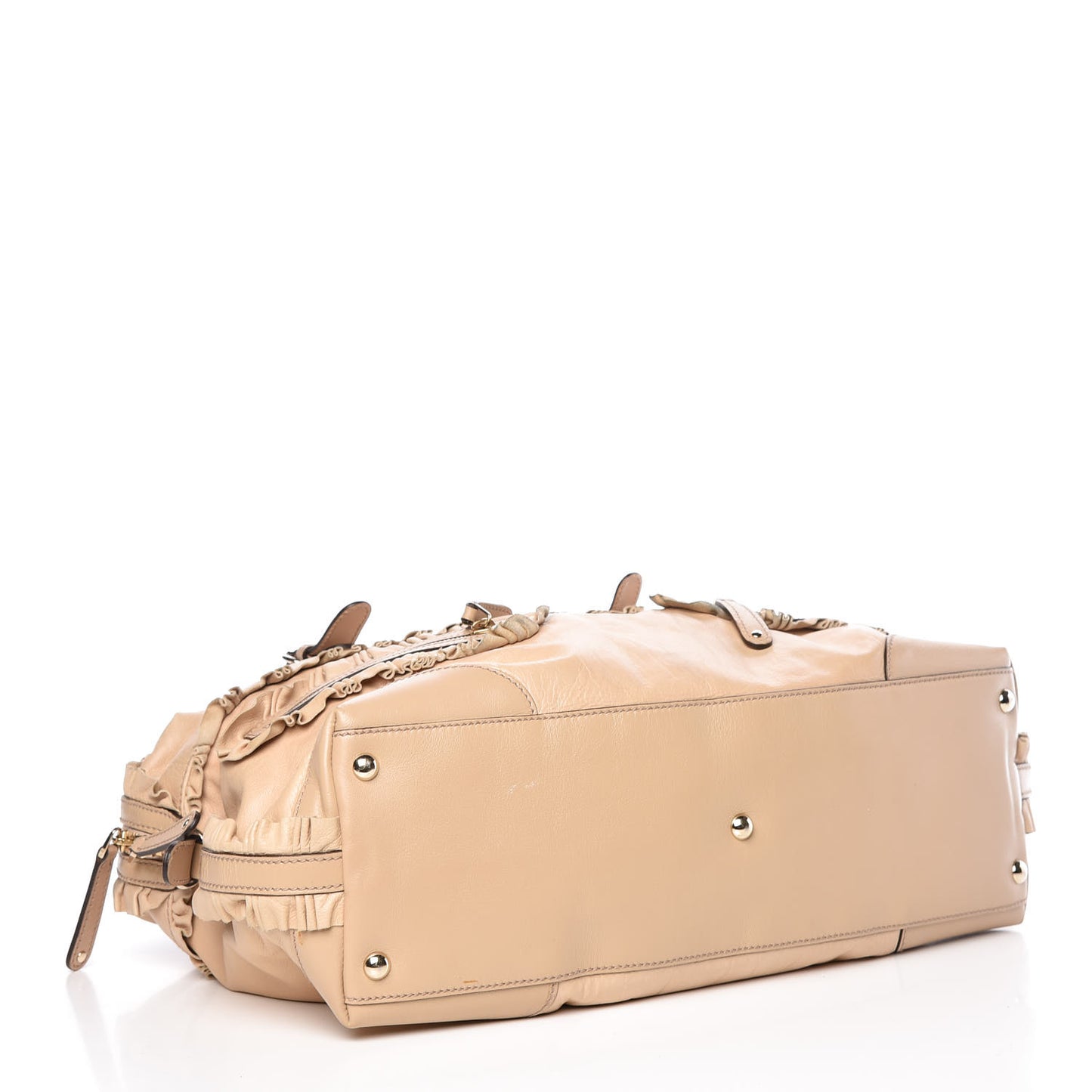 Calfskin Ruffle Medium Sabrina Boston Tote Nude