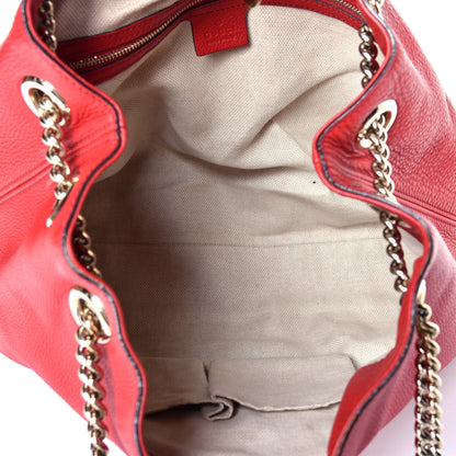 Gucci Pebbled Calfskin Medium Soho Chain Shoulder Bag Tabasco Red 5 of 9