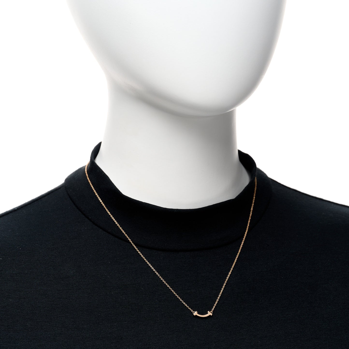 18K Rose Gold Mini T Smile Pendant Necklace