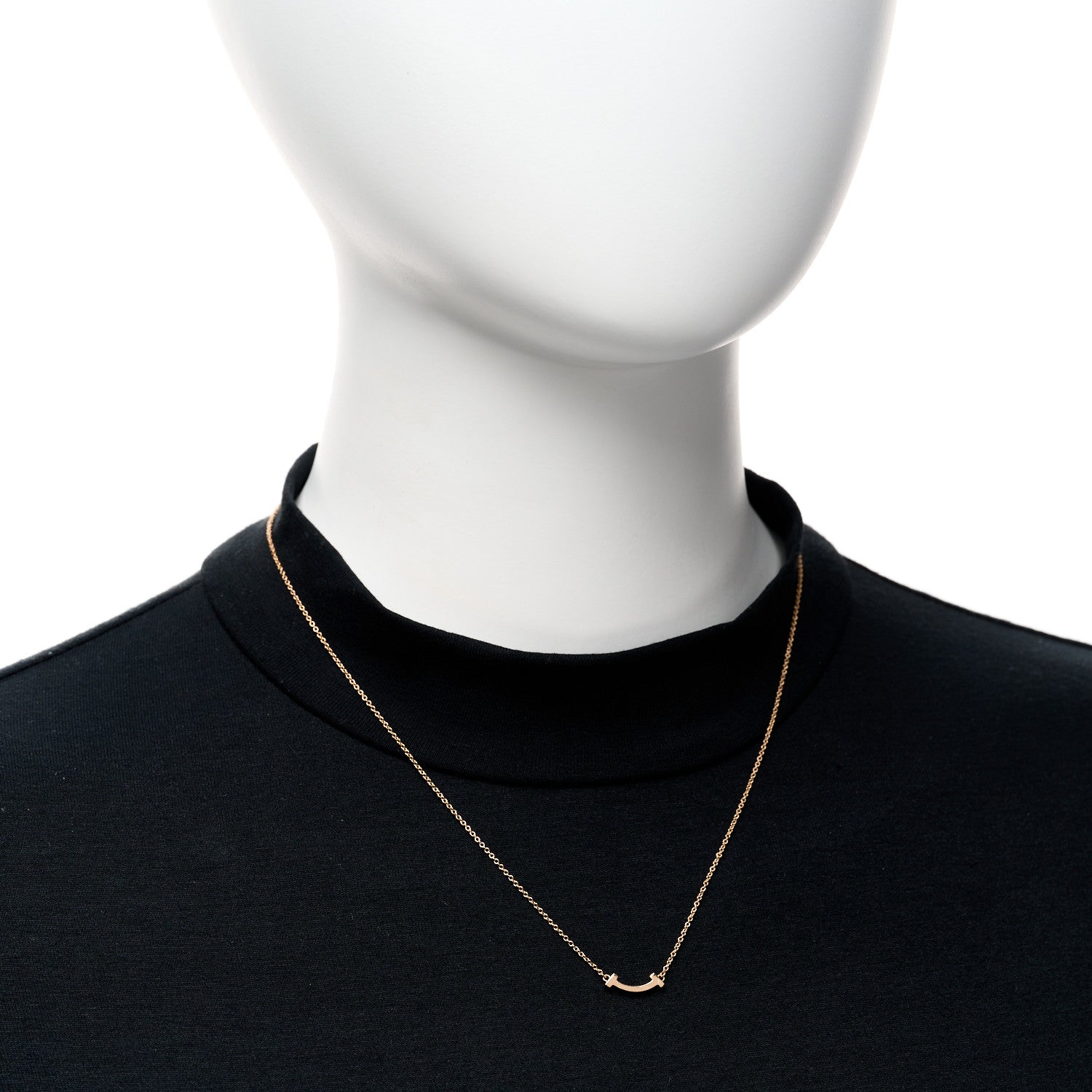 Tiffany 18K Rose Gold Mini T Smile Pendant Necklace 2 of 5