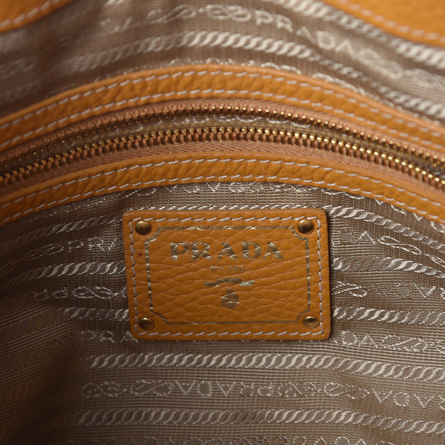 Prada Vitello Daino Top Handle Zip Tote Ocra 6 of 12