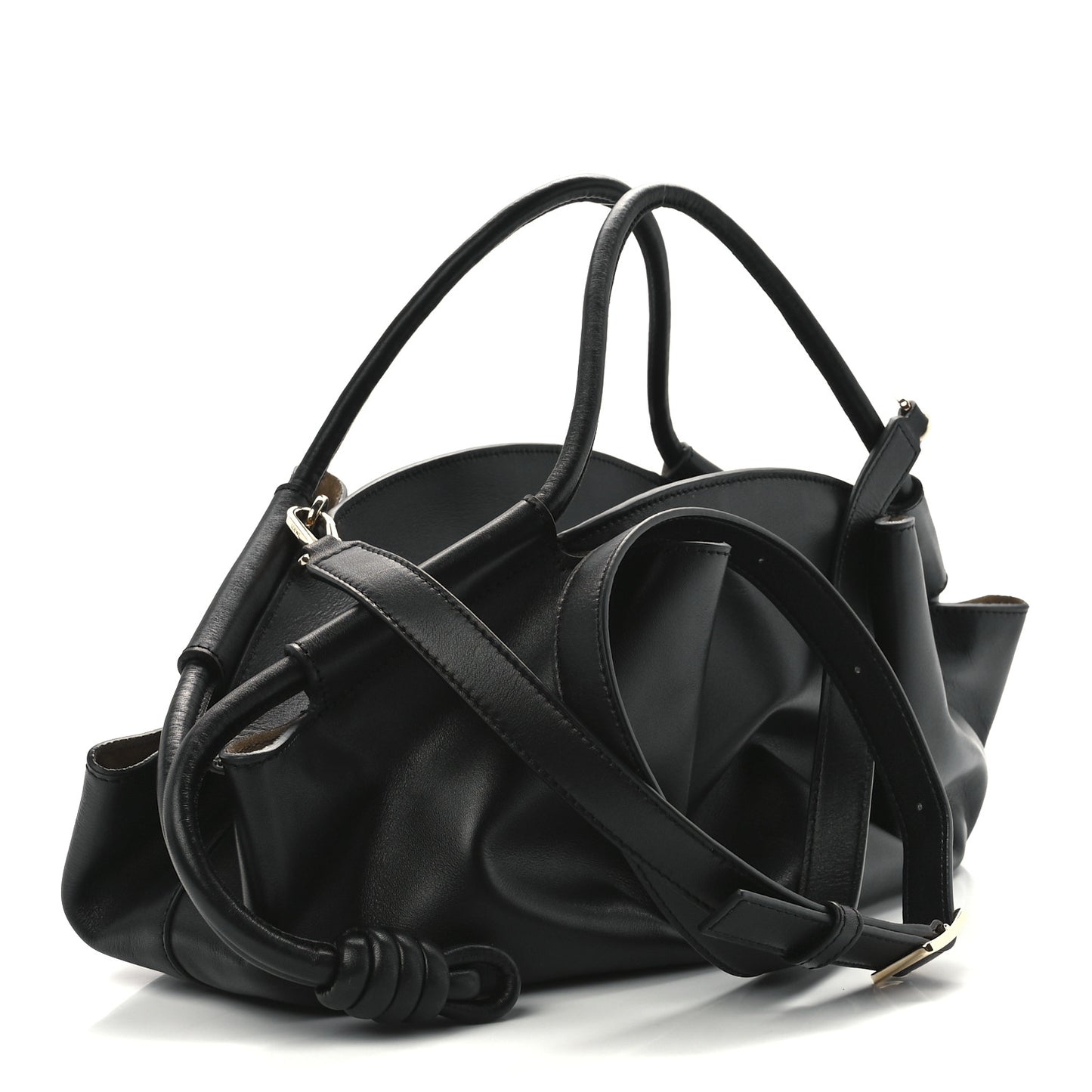 Shiny Nappa Calfskin Paseo Bag Black
