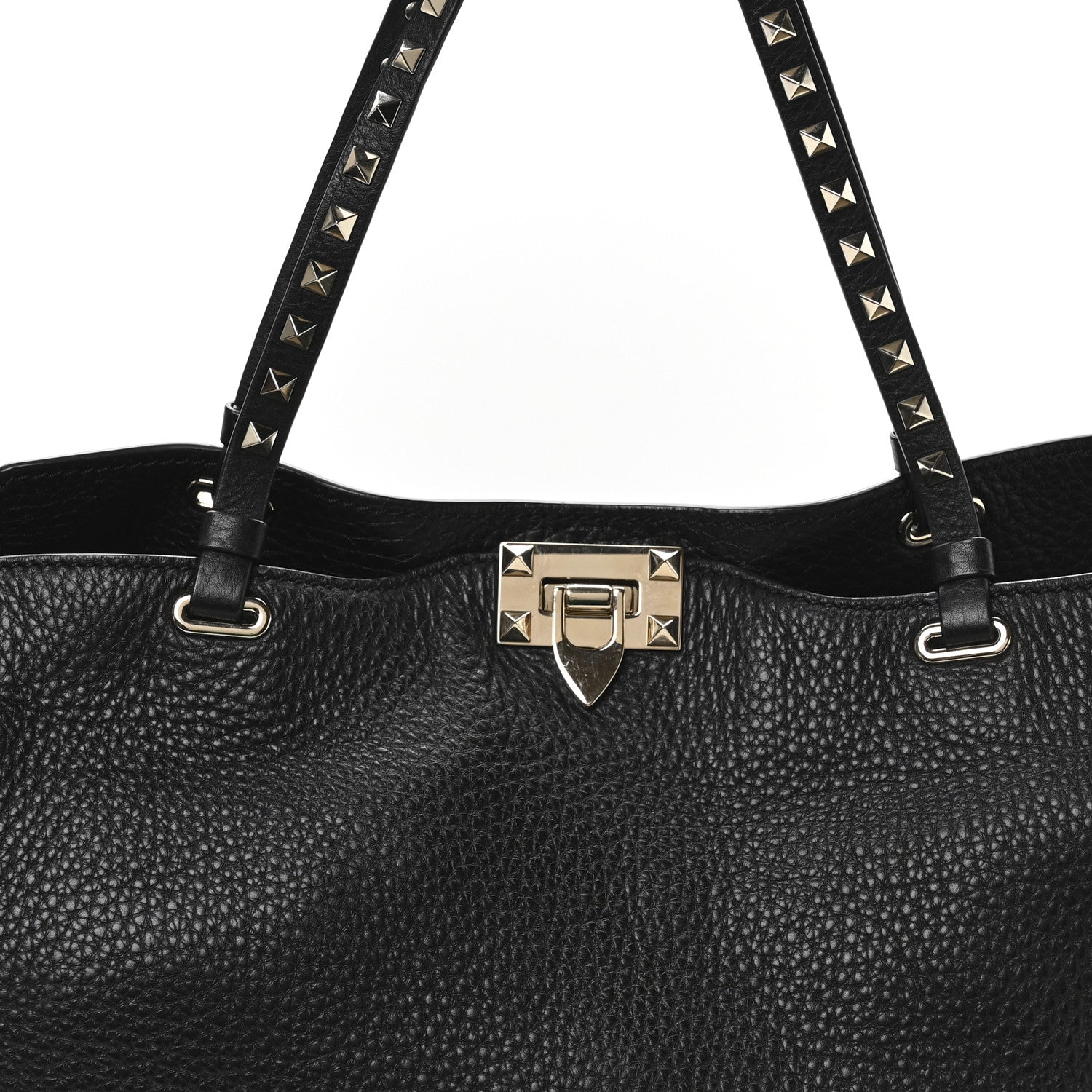 Valentino Garavani Vitello Medium Rockstud Tote Black 7 of 9