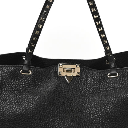 Valentino Garavani Vitello Medium Rockstud Tote Black 7 of 9